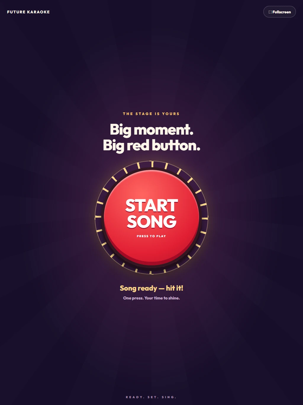 Big Red Button interface shown in an iPad-style frame